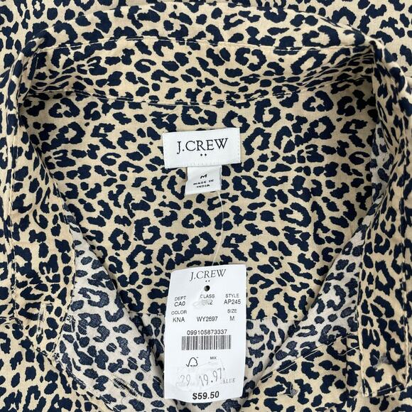 J. Crew Factory Animal Print Cotton Shirt in Signature Fit Blue Size M - Picture 8 of 8